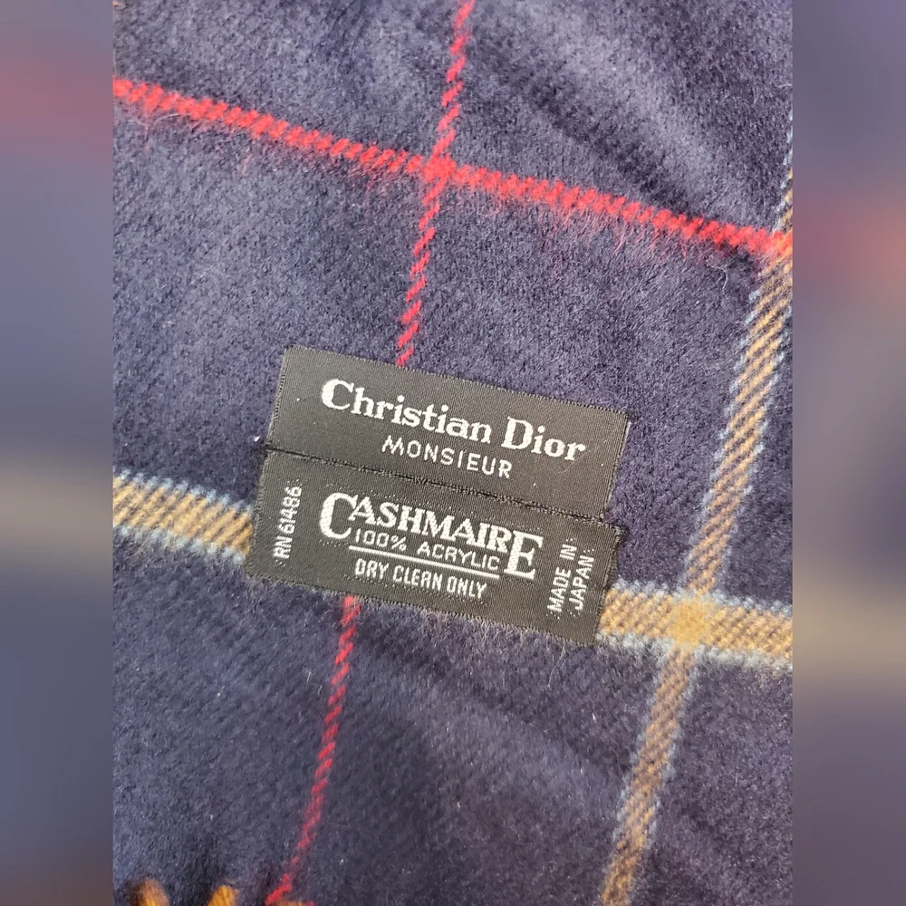 Christian Dior Plaid Cashmaire Scarf Made In Japan Multicolor